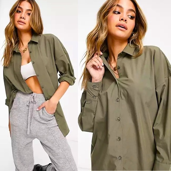 ASOS Tops - NWT Oversized Boyfriend Button Down Top in Khaki